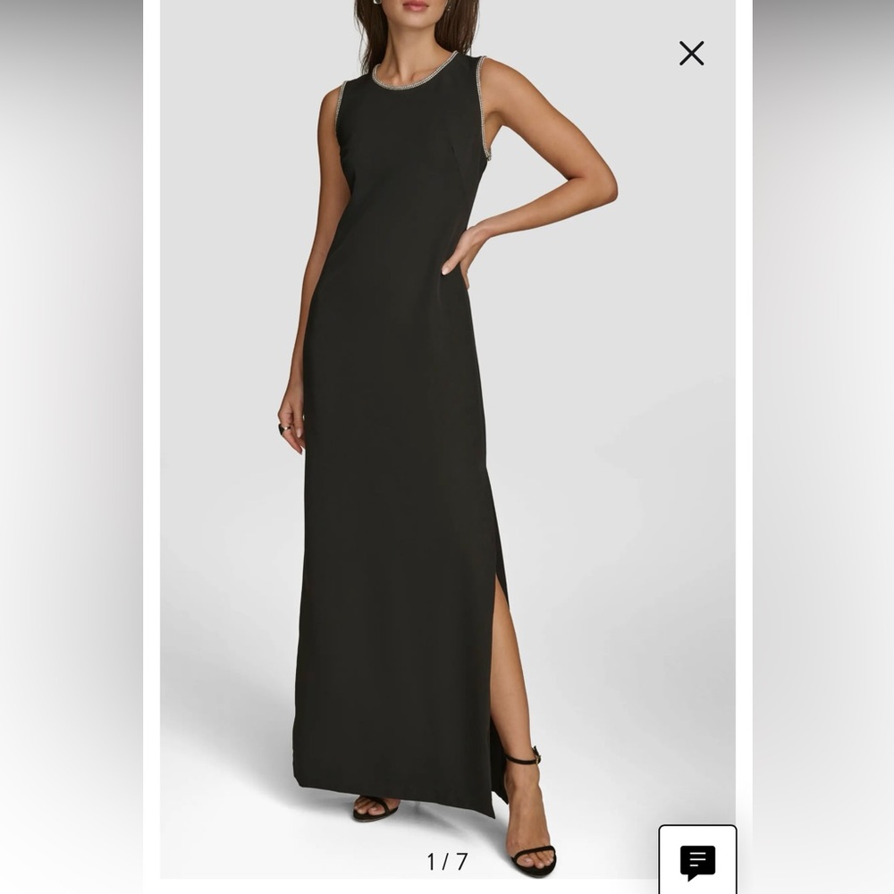 Donna Karan. Rhinestone Trim Dress